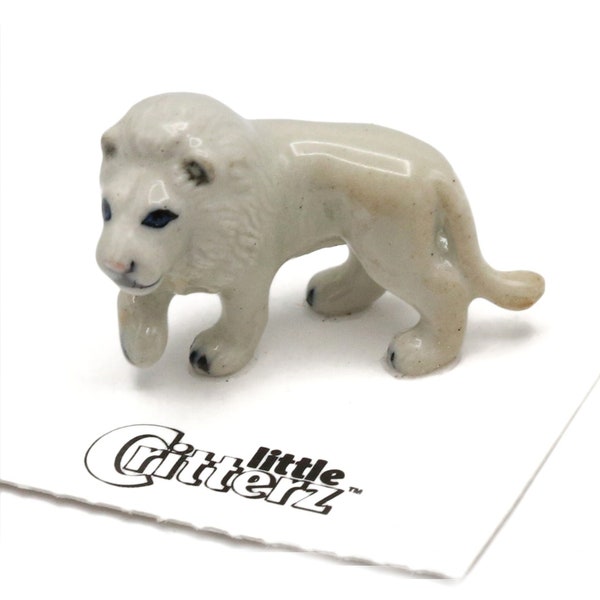 Lion - White Lion "Timbavati" - miniature porcelain figurine