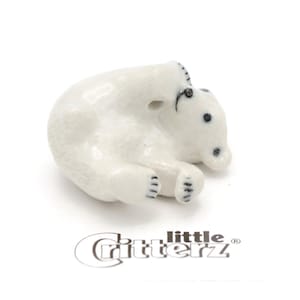 Little Critterz Bear Polar Bear Cub &quot;Nanuk&quot; White - Home Decor Animal Collectible Figurine Birthday Gift - Miniature Porcelain Figurine