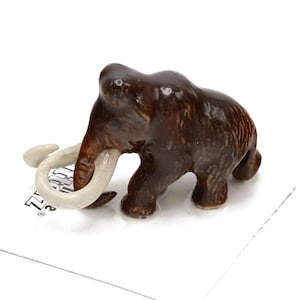 Little Crtterz Brown Woolly Mammoth Lyuba - Handcrafted Home Decor Animal Decorative Figurine - Miniature Porcelain Figurine