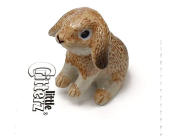 Little Critterz Rabbit Lop Ear Rabbit "Duchess" - Home Decor Animal Birthday Gift Decorative Figurine - Miniature Porcelain Figurine
