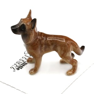 Little Critterz Brown Dog Belgian Sheppard King TUT - Handcrafted Home Decor Animal Decorative Figurine - Miniature Porcelain Figurine