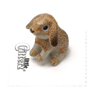 Little Critterz Rabbit Lop Ear Rabbit "Duchess" - Sculpture Animal Decorative Figurine - Miniature Porcelain Figurine