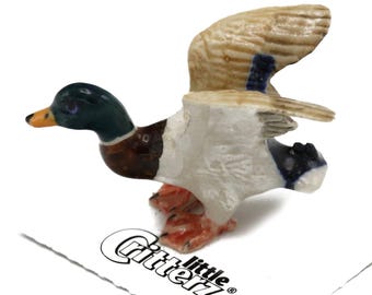 Little Critterz Multicolor Mallard Duck "Dabbler" - Home Decor Bird Birthday Gift Decorative Figurine - Miniature Porcelain Figurine