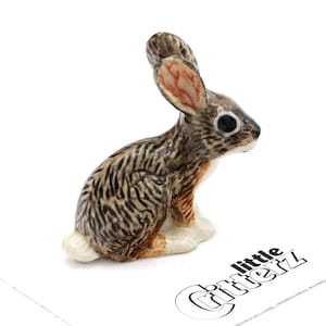 Little Critterz Jackrabbit "Bounder" - Handcrafted Home Decor Animal Birthday Gift Decorative Figurine - Miniature Porcelain Figurine
