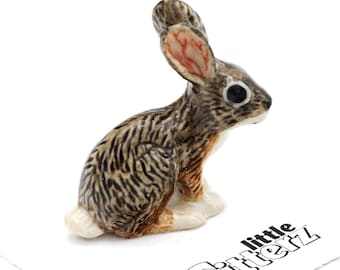Little Critterz Jackrabbit "Bounder" - Handcrafted Home Decor Animal Birthday Gift Decorative Figurine - Miniature Porcelain Figurine