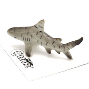 Little Critterz Shark Tiger Shark "Galeos" - Handcrafted Home Decor Fish Birthday Gift Collectible Figurine - Miniature Porcelain Figurine