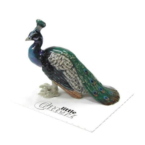 Little Critterz Bird - Peacock "Shimmer" - Miniature Porcelain Figurine