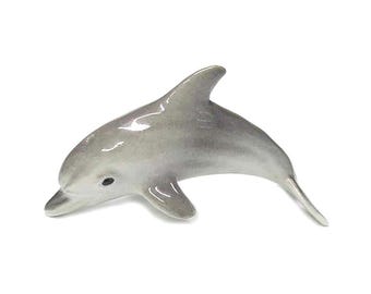 Northern Rose Dolphin Calf Decor - Handmade Home Decor Fish Decorative Figurine Birthday Gift - Miniature Porcelain Figurine