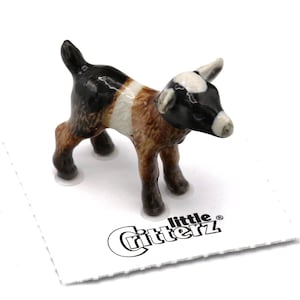 Little Critterz Goat Kid &quot;Chiumbo&quot; - Handcrafted Home Decor Animal Collectible Figurine Birthday Gift - Miniature Porcelain Figurine