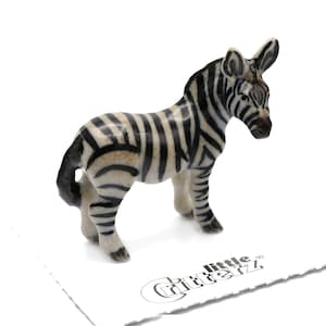 Little Critterz Zebra &quot;Flicker&quot; Animal Hand-painted - Home Decor Animal Collectible Figurine Birthday Gift - Miniature Porcelain Figurine