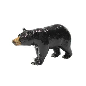Northern Rose Walking Black Bear Animal - Handmade Home Decor Animal Decorative Figurine Birthday Gift - Miniature Porcelain Figurine
