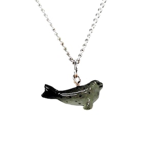 Little Critterz Jewelry Seal Harbor - Handcrafted Home Decor Reptile Decorative Figurine - Necklace Pendant Porcelain Jewelry