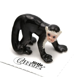 Little Critterz Monkey - Black Headed Capuchin &quot;Friar&quot; - Miniature Porcelain Figurine