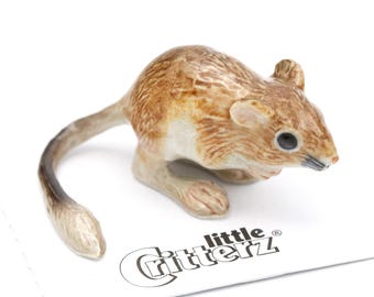 Little Critterz Rodent Kangaroo Rat "Fresno" Animal - Home Decor Animal Birthday Gift Decorative Figurine - Miniature Porcelain Figurine