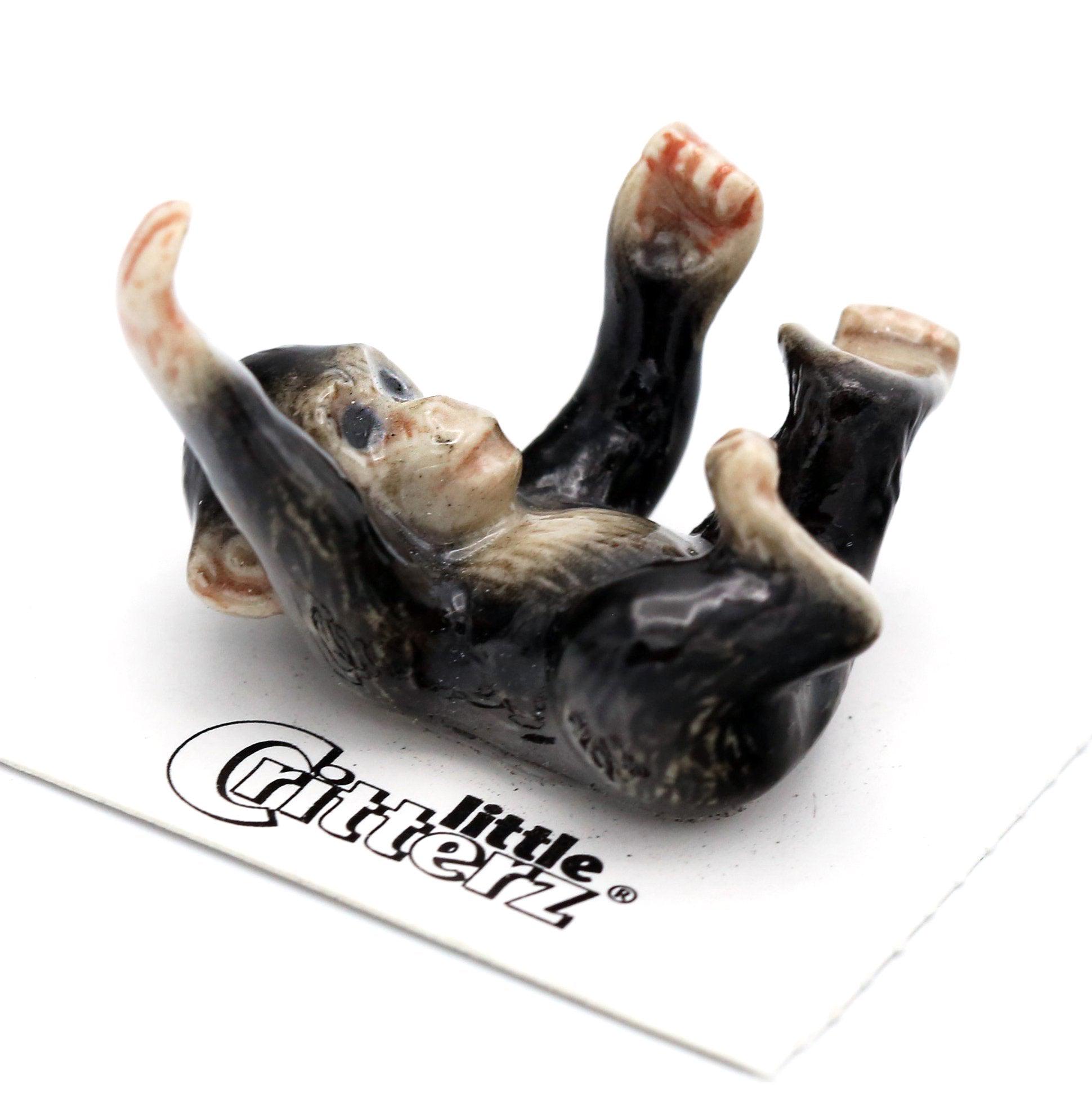 Little Critterz Black Chimpanzee "Tooley" - Forest Animal Decorative Figurine Handcrafted - Miniature Porcelain Figurine