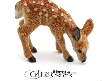 Little Critterz Deer Fawn &quot;Ophrah&quot; - Handcrafted Home Decor Animal Decorative Figurine - Miniature Porcelain Figurine