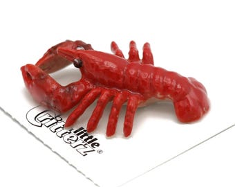 Little Critterz Red Lobster"Pincer" - Hand-painted Home Decor Animal Decorative Figurine Birthday Gift - Miniature Porcelain Figurine