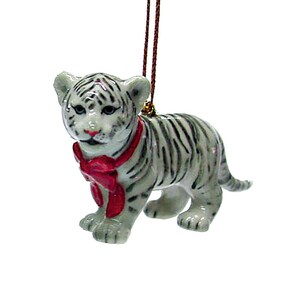 Northern Rose White Gray Tiger Animal Christmas Ornament