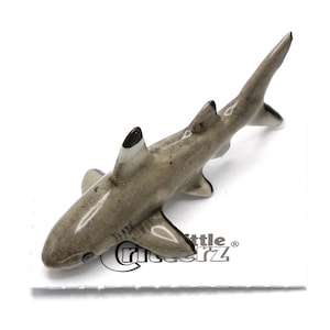 Little Critterz Black Tip Shark &quot;Guardian&quot; - Handcrafted Home Decor Reptile Decorative Figurine - Miniature Porcelain Figurine