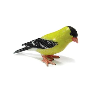 Northern Rose American Goldfinch Bird - Hand-painted Home Decor Bird Decorative Figurine - Miniature Porcelain Figurine