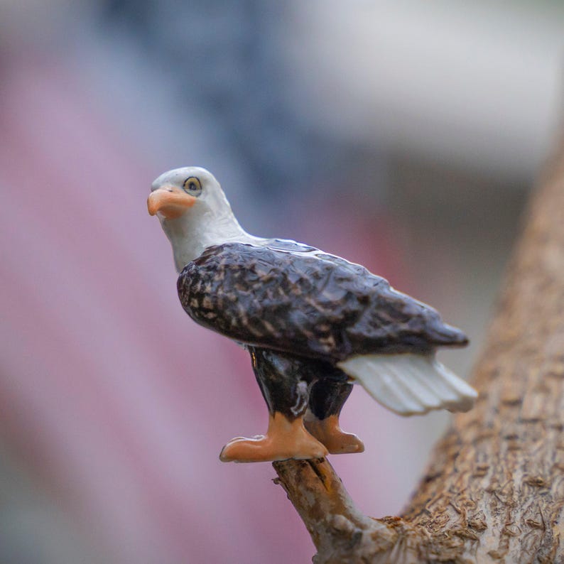Little Critterz Bald Eagle "Freedom" Bird - Handcrafted Home Decor Bird Birthday Gift Decorative Figurine - Miniature Porcelain Figurine image 3