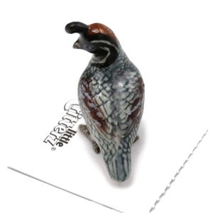 Little Critterz Gambel's Quail "Sage" - Handcrafted Home Decor Animal Decorative Figurine Birthday Gift- Miniature Porcelain Figurine