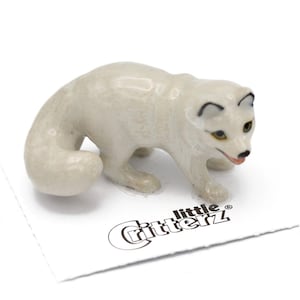 Little Critterz White Fox Arctic Fox Blizzard - Home Decor Animal Birthday Gift Decorative Figurine - Miniature Porcelain Figurine