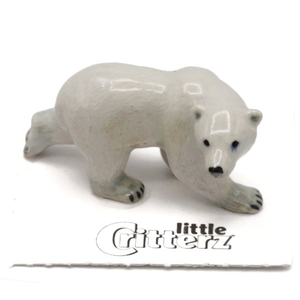 Little Critterz White Bear - Polar Bear "Beaufort" Home Decor Animal Decorative Figurine - Miniature Porcelain Figurine