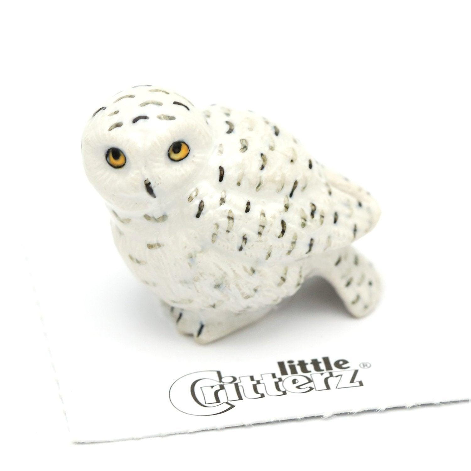 Little Critterz White Snowy Owl "Ghost" Hand-painted - Home Decor Bird Decorative Figurine