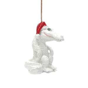 Northern Rose White Chinese Alligator Gator - Home Decor Reptile Decorative Figurine Christmas Ornament - Miniature Porcelain Figurine