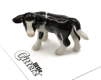 Little Critterz Black & White Cow - Holstein Calf "Pauline" - miniature porcelain figurine