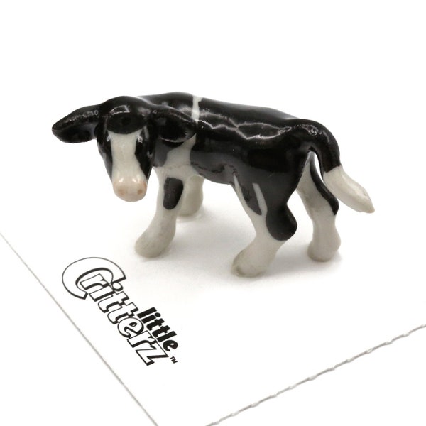 Little Critterz Black & White Cow - Holstein Calf "Pauline" - miniature porcelain figurine