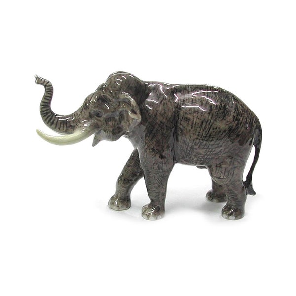 Northern Rose Elephant - Asian Bull Elephant - Miniature Porcelain Figurine