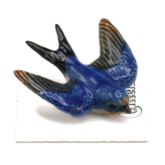 Little Critterz Bird Barn Swallow "Dawn" - Handcrafted Home Decor Bird Birthday Gift Decorative Figurine - Miniature Porcelain Figurine