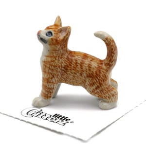 Little Critterz Cat Orange Tiger Cat"Ginger" - Handcrafted Home Decor Animal Birthday Gift Decorative Figurne - Miniature Porcelain Figurine