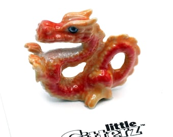 Little Critterz Red Chinese Zodiac Dragon "Good Luck" - Home Decor Animal Birthday Gift Decorative Figurine - Miniature Porcelain Figurine
