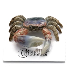 Little Critterz Fiddler Crab "Claw" - Hand-painted Home Decor Animal Collectible Figurine Birthday Gift - Miniature Porcelain Figurine