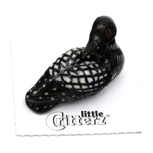 Little Critterz Black Loon &quot;Gavia&quot; - Home Decor Bird Birthday Gift Decorative Figurine - Miniature Porcelain Figurine