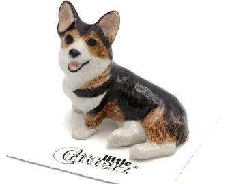 Little Critterz Dog Cardigan Corgi "Taffy" Animal - Home Decor Animal Birthday Gift Decorative Figurine - Miniature Porcelain Figurine