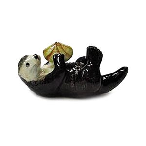 Northern Rose Black Sea Otter with Shell - Home Decor Reptile Birthday Gift Decorative Figurine - Miniature Porcelain Figurine