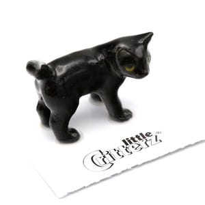Little Critterz Black Cat Kitten "Onyx" - Handcrafted Home Decor Animal Birthday Gift Decorative Figurine - Miniature Porcelain Figurine Bild 2