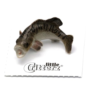 Little Critterz Fish Largemouth Bass &quot;Plug&quot; - Home Decor Reptiles Decorative Figurine - Miniature Porcelain Figurine