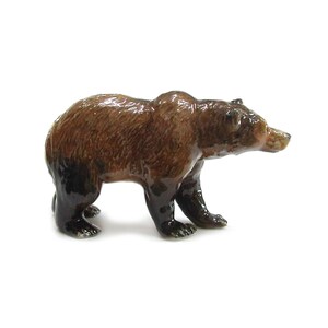 Grizzly Bear Walking- miniature porcelain figurine