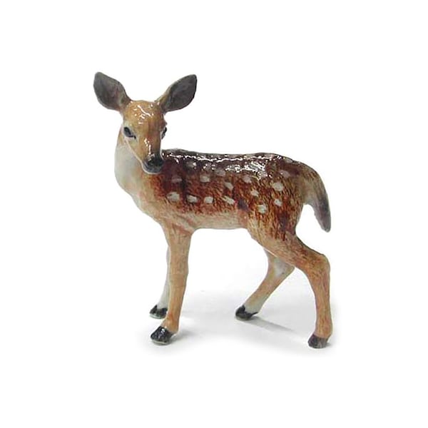 Northern Rose Deer Fawn Standing  Figurine - Handmade Home Decor Animal Birthday Gift Decorative Figurine - Miniature Porcelain Figurine