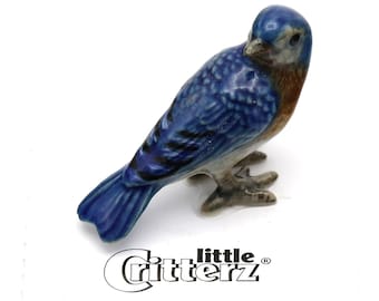 Little Critterz Eastern Bluebird "Melody" - Handcrafted Home Decor Bird Birthday Gift Decorative Figurine - Miniature Porcelain Figurine