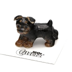 Little Critterz Dog Yorkshire Terrier "Smoky" - Home Decor Animal Birthday Gift Decorative Figurine - Miniature Porcelain Figurine