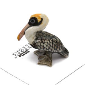 Little Critterz Pelican Brown Pelican &quot;Diver&quot; - Home Decor Animal Birthday Gift Decorative Figurine - Miniature Porcelain Figurine