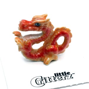Little Critterz Red Chinese Zodiac - Dragon &quot;Good Luck&quot; Decorative Figurine - Miniature Porcelain Figurine