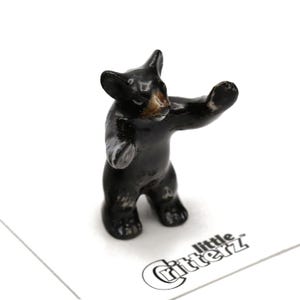 Little Critterz Black American Bear Cub &quot;Little John&quot; - Home Decor Animal Decorative Figurine - Miniature Porcelain Figurine