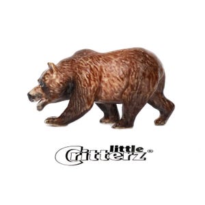 Little Critterz Brown California Bear &quot;Monarch&quot; Home Decor Animal Decorative Figurine - Miniature Porcelain Figurine